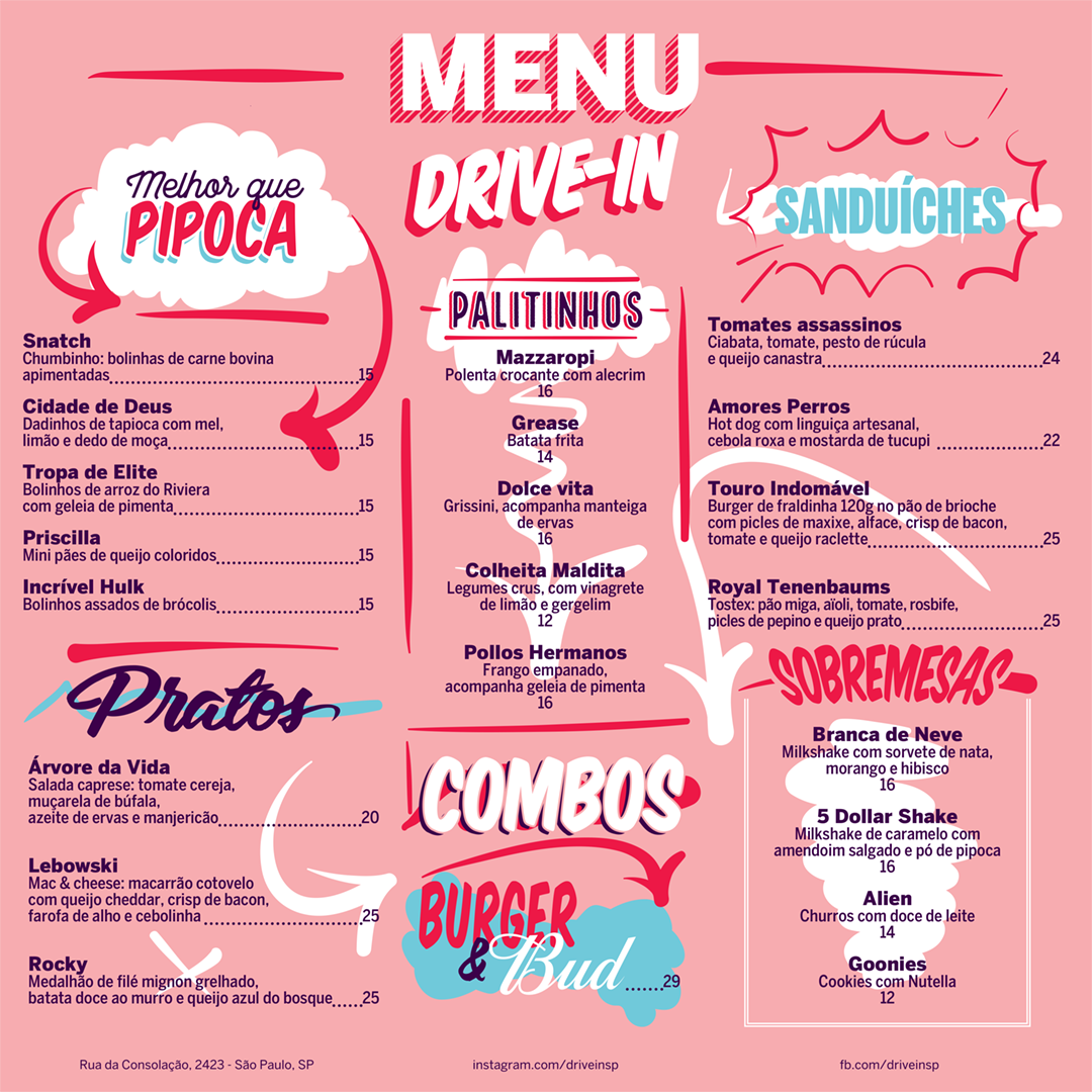 menu drive-in comes